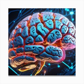 Artificial Intelligence Brain 64 Canvas Print