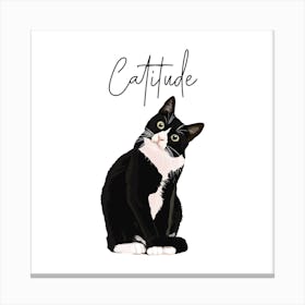Catitude Cat Square Canvas Print