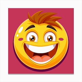 Yellow Emoji Smiley Face With Big Smile 4 Canvas Print