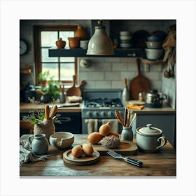 Kitchen Table Stock Photos & Royalty-Free Footage Canvas Print