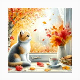 Cat On The Window Sill 1 Canvas Print