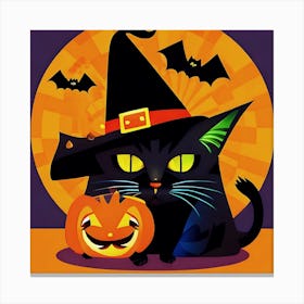 Halloween Cat In A Hat Canvas Print