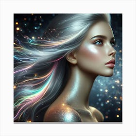 Beautiful Girl With Glowing Hair Canvas Print