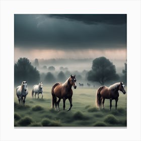 Horses In The Field 15 Canvas Print