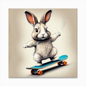 Bunny Skateboarding 2 Canvas Print