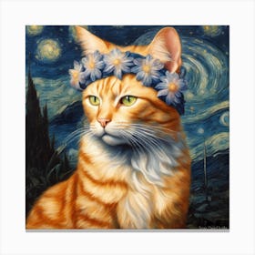 Ginger Flowers Cat Canvas Print