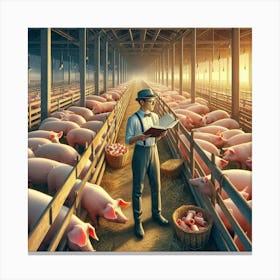 Pigs In A Barn Canvas Print