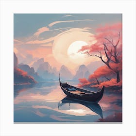 Boat On A Lake Canvas Print