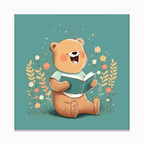 Teddy Bear Reading A Book Canvas Print