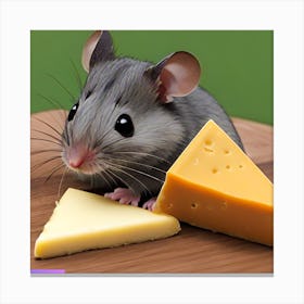 Surrealism Art Print | Mouse Chooses Light Colored Cheese Wedge Canvas Print