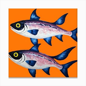 Two Fish On An Orange Background 2 Canvas Print