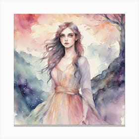 Watercolor Of A Girl 1 Canvas Print