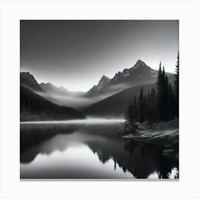 Black And White Mountain Lake 7 Canvas Print