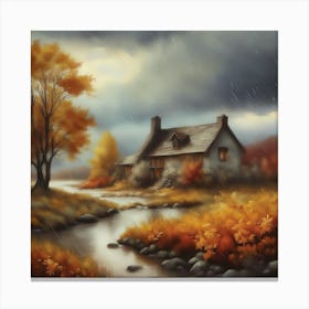 Autumn House In The Rain Canvas Print