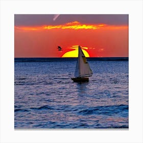 Sailboat At Sunset 1 Canvas Print