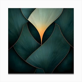 Abstrakt Blatt struktur feine Linien, Elegante grün-petrol Symmetrie Canvas Print