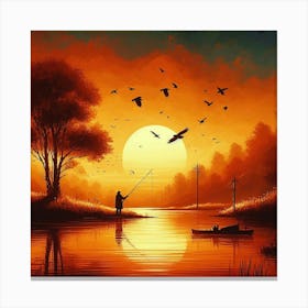 Sunset Fishing 3 Canvas Print