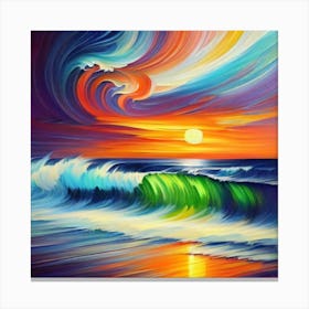 Abstract Painting With Sea Colors 6 Canvas Print