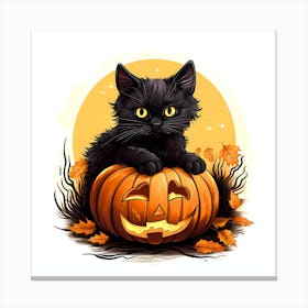 Black cat soopky Canvas Print