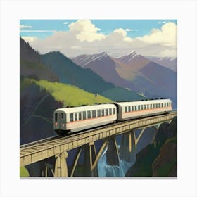 Train Crossing A Bridge 1 Canvas Print
