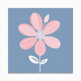 A White And Pink Flower In Minimalist Style Square Composition 327 Canvas Print