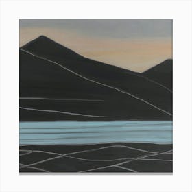 'The Lake At Dusk, Playful Minimal Landscape' Canvas Print