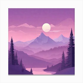 Misty mountains background in purple tone 64 Canvas Print