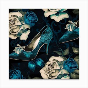 Glass Slipper Cinderella Blues Fairytale Canvas Print