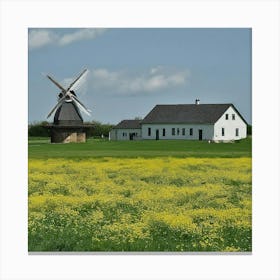 Windmill In The Field 7 Canvas Print