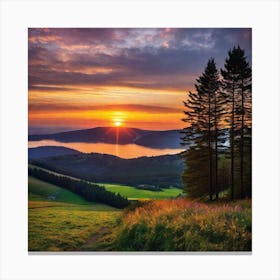 Sunset Over The Lake 9 Canvas Print