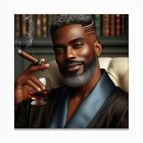 Portrait Of A Man With A Cigar-14 Canvas Print