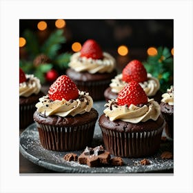 Leonardo Lightning Xl Christmas Dessert With Chocolate And Str 0 Canvas Print