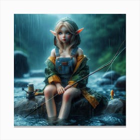 Elven Girl Fishing Canvas Print