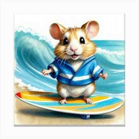 Hamster On A Surfboard 1 Canvas Print