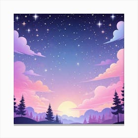 Sky With Twinkling Stars In Pastel Colors Square Composition 26 Canvas Print