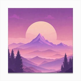 Misty mountains background in purple tone 91 Canvas Print