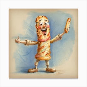 Man Holding A Breadstick Canvas Print