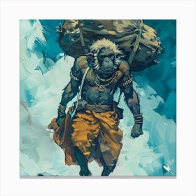 Monkey Carrying A Bag Canvas Print