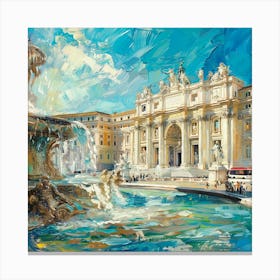 Vatican Fountain Oil Painting Canvas Print