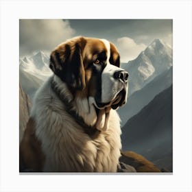 St Bernard Dog In Mountain Sf Intricate Artwork Masterpiece Ominous Matte Painting Movie Poster Canvas Print