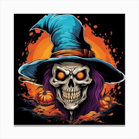 Halloween Witch Skull Canvas Print