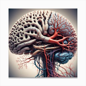 Human Brain With Blood Vessels 25 Canvas Print