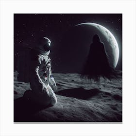 Man On Moon with other creature Canvas Print