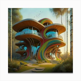 Huge colorful futuristic house design with vibrant details 8 Canvas Print