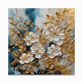 Gold And White Flowers 1 Canvas Print