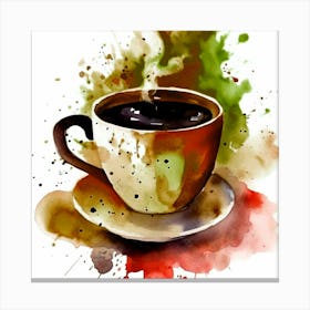 Coffee Cup Watercolor Painting Canvas Print
