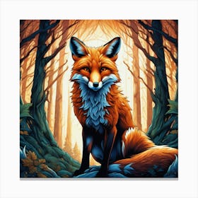 Fox In The Forest 36 Canvas Print