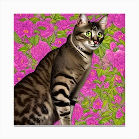 Pretty Floral Cat Canvas Print