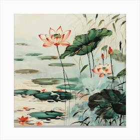 Chinese Lotus Painting Canvas Print