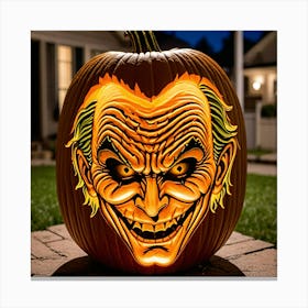 Joker Pumpkin Carving 3 Canvas Print